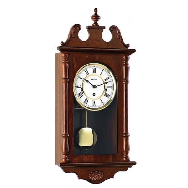 Rhythm (Japan) - 10 "Inch Height High Grade Mechanical Clocks Table Clock- 26x54x14Cm (Silent Movement, Silent Silky Brown Wooden Case)